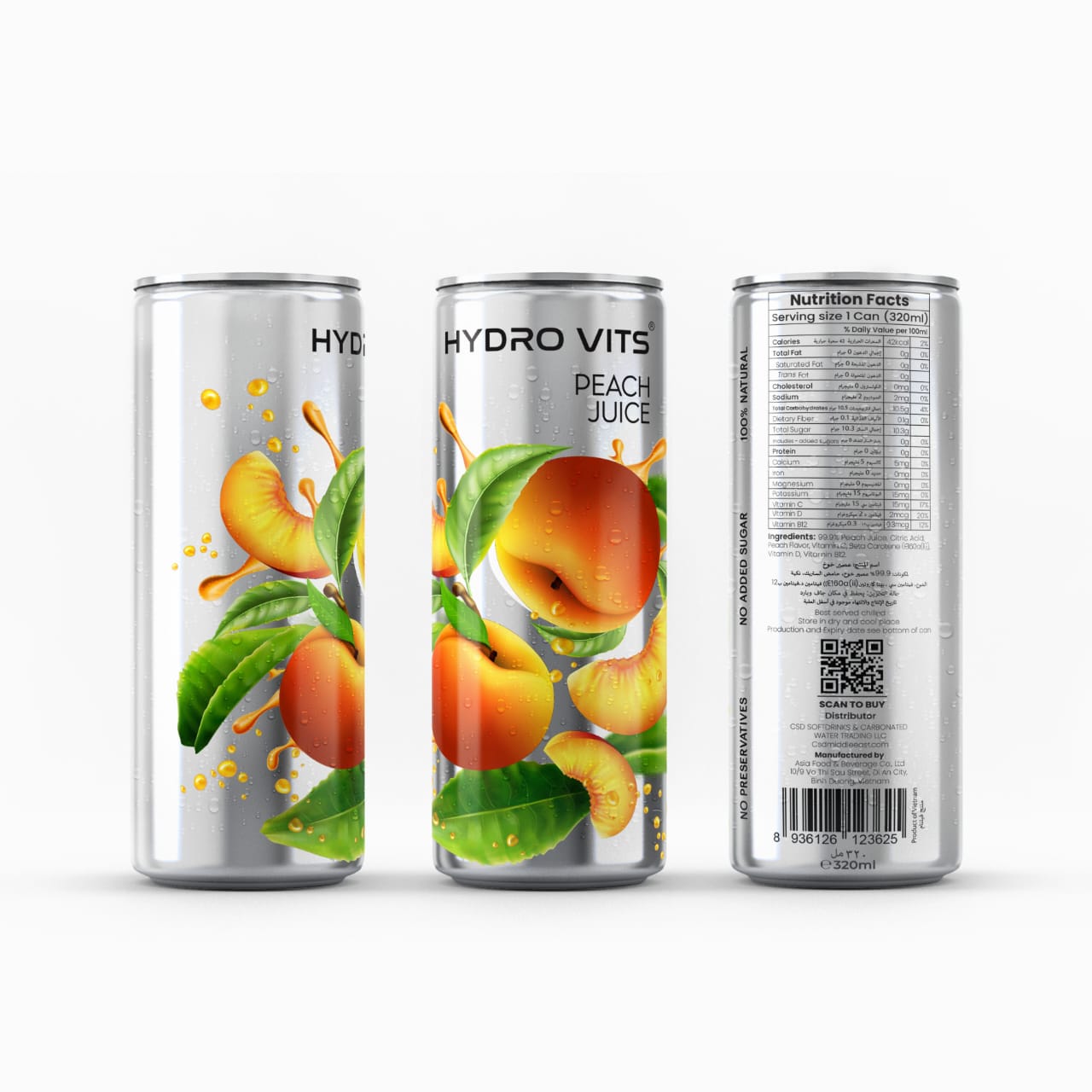 HYDRO VITS PEACH JUICE IN HYDRO VITS 320ML FOR RAMADAN ,IFTAR IN UAE, DUBAI