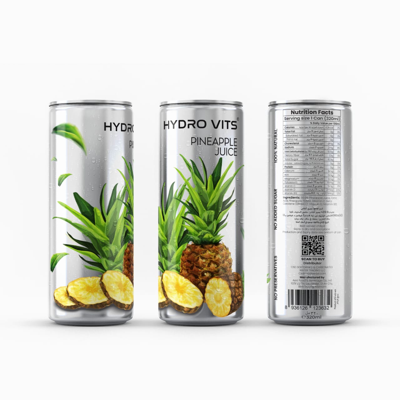 PINEAPPLE JUICE IN HYDRO VITS 320ML FOR RAMADAN ,IFTAR IN UAE, DUBAI
