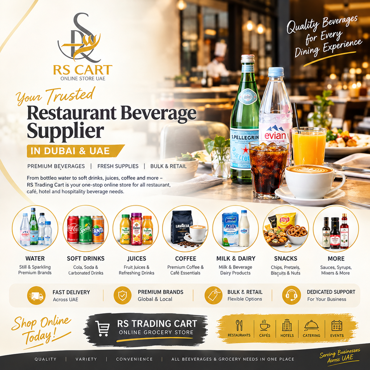 Restaurant Beverage Supplier Dubai | Wholesale Drinks UAE | RS Trading Cart