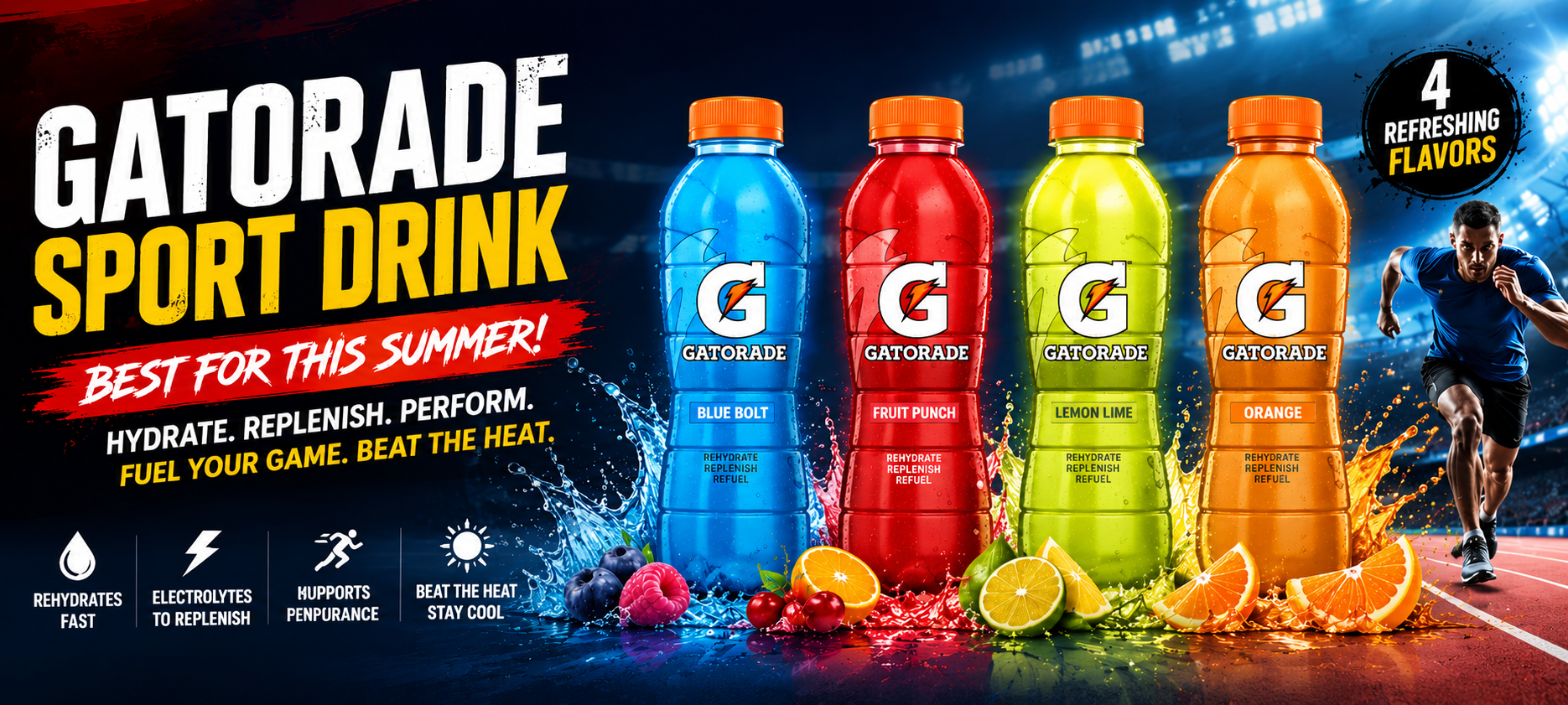 4flavors gatorade sport drink ,best for this summer