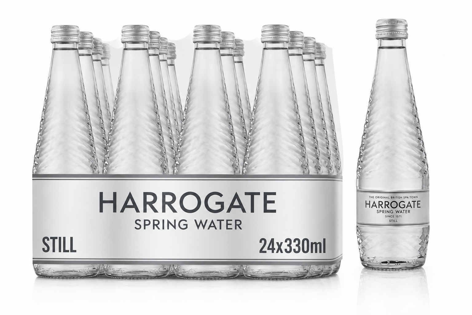 Harrogate Sparkling Spring Water 330Ml X 24 Glass Bottles