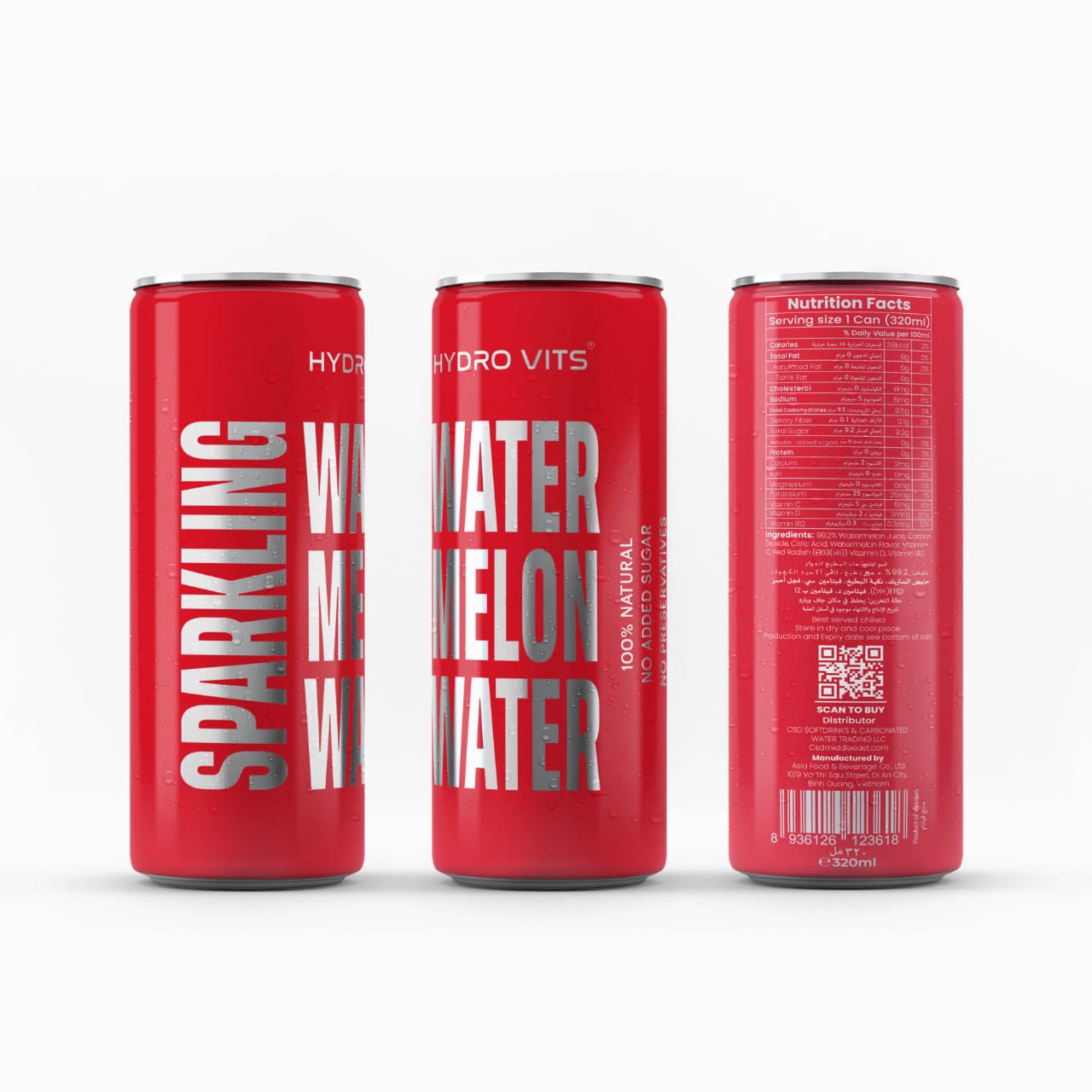 SPARKLING WATERMELON JUICE IN HYDRO VITS 320ML FOR RAMADAN ,IFTAR IN UAE, DUBAI