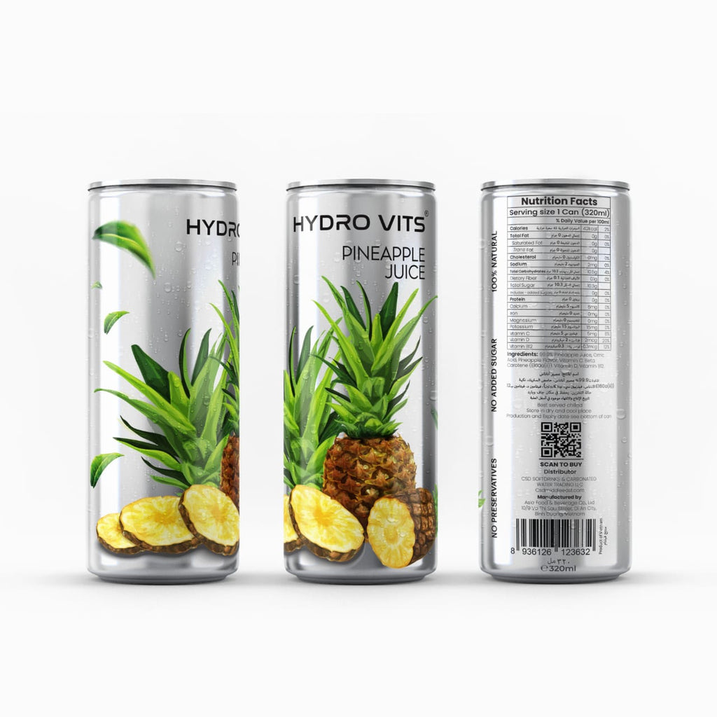 PINEAPPLE JUICE IN HYDRO VITS 320ML FOR RAMADAN ,IFTAR IN UAE, DUBAI