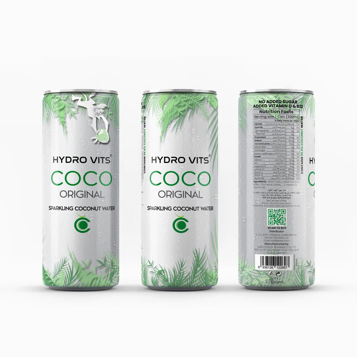 HYDRO VITS SPARKLING COCONUT WATER 24 x 320ml | RAMADAN OFFER | DUBAI 